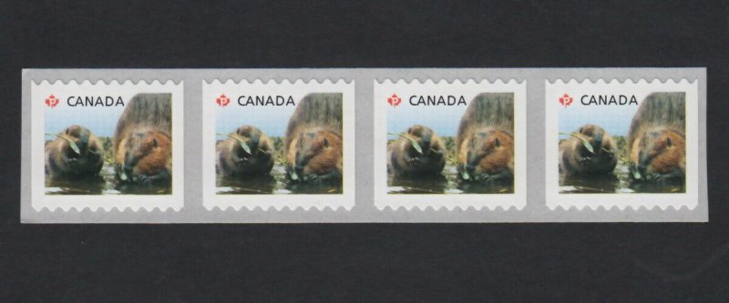 BEAVERS = BABY WILDLIFE = LARGE COIL Strip of 4 Canada 2014 #2710A MNH (2/2)