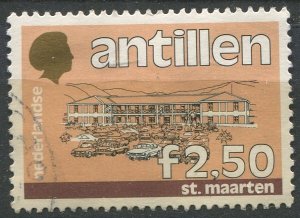 Netherlands Antilles Sc#546 Used, 2.50g multi, Definitives - Buildings (1986)