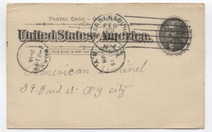 1899 Warrensburg NY pseduomachine cancel on postal card [6648]