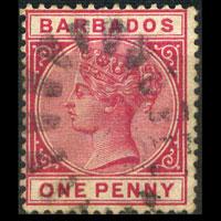 BARBADOS 1882 - Scott# 61a Queen Rose 1p Used