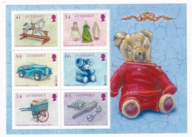 GB GUERNSEY VARIOUS ROYALTY DOLLS AND TOYS VF-MNH S/SHEET PO FRESH