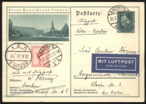 Germany 1932 Airmail Cover USED Aachen Angermuende Registered 110150