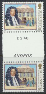 Guernsey  SG 400  SC# 352  Statesmen   Andros  Gutter pair MNH see scan 