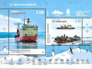 Argentina 2019 MNH Stamps Souvenir Sheet Antarctica Ship Icebreaker Penguins