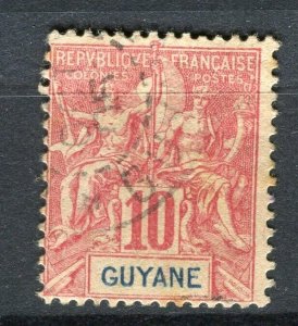 FRENCH GUIANA; 1890s classic Tablet type used Shade of 10c. value