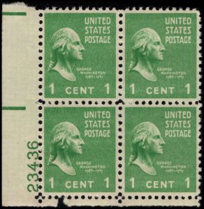 US #804 WASHINGTON MNH LL PLATE BLOCK #23436 DURLAND $1.25