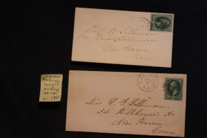 US covers (2) Danbridge NY fancies on 158 or 184 to New Haven CT (#1967)