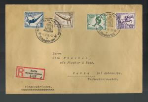 1936 Berlin Germany Olympics Stamps Cancel Cover to Czechoslovakia