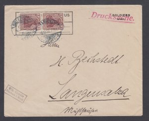 Germany Sc 118 pair used on 1920 SOLDIERS MAIL cover BILLERBECK x, Rate 5