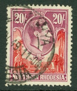 Sg 45 Du Nord Rhodesia 1938-52. 20 Carmine Red & Pink Purple Very Fine-