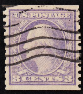 U.S. Used Stamp Scott #493 3c Washington Coil, Superb. Wave Cancel. A Gem!