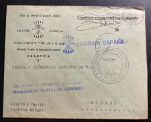 1938 Palencia Spain Censored Cover to Concentration KZ Camp Inspector Burgos