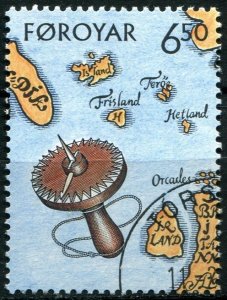 Faroe Islands Sc#413a Used, 6.50k multi, Vikings (2002)