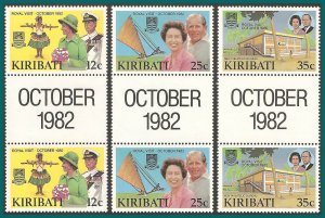 Kiribati 1982 Royal Visit, gutter pairs, MNH #414-416,SG193-SG195
