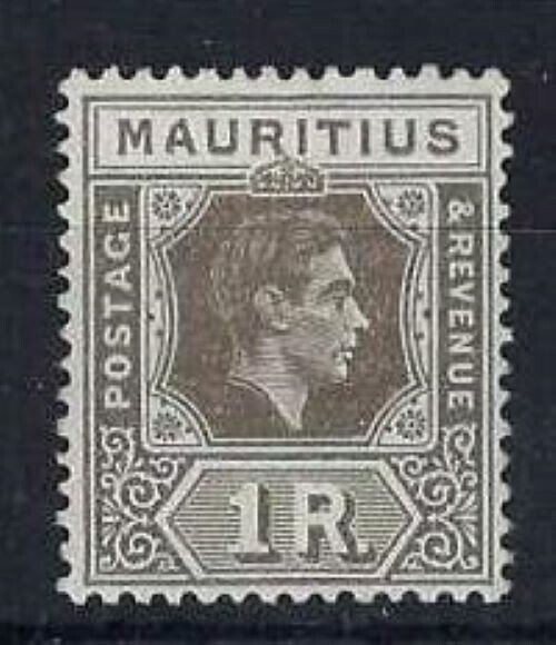 MAURITIUS SG260ba 1941 1r GREY-BROWN BATTERED A VAR MTD MINT