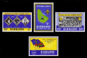 BARBADOS SC#372-375 60th Anniv. Scouting & 4th Jamboree (1972) MH