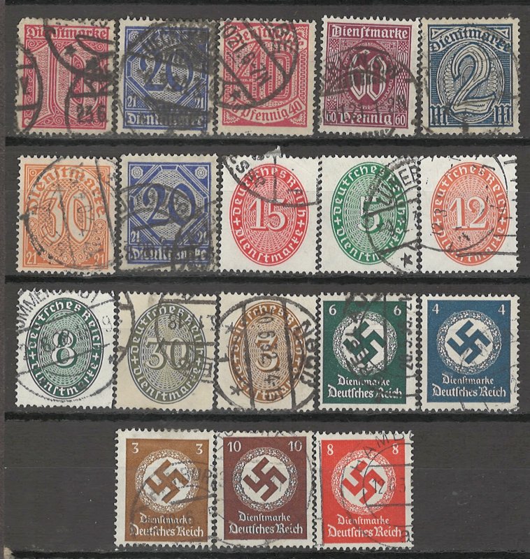 COLLECTION LOT # 5038 GERMANY OFFICIAL 18 STAMPS 1920+ CV+$28