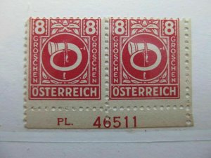 1945 Austria Allied Military Occupation 8g Fine MNH** Pair Plate Number A5P21-