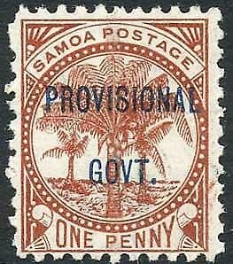 Samoa SG91 1d Chestnut opt Provisional Govt M/M