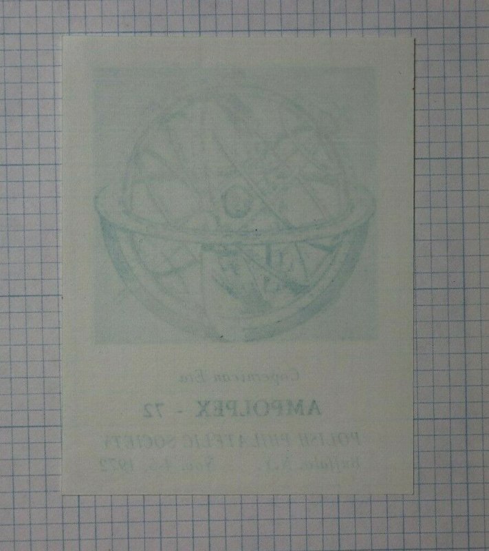 AMPOLPEX 1972 Copernican Era Polish Society Buffalo Buffalo NY Philatelic Label