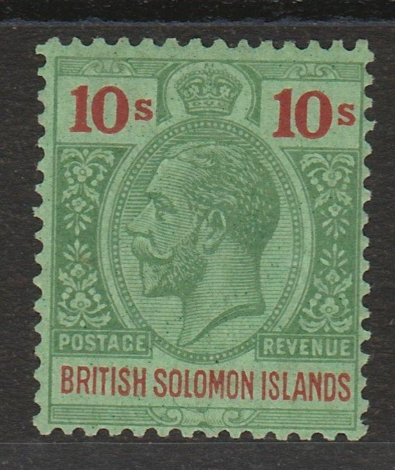 BRITISH SOLOMON ISLANDS 1922 KGV 10/- WMK MULTI SCRIPT CA