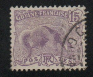 French Guiana Scott 59 Great Anteater stamp  Used expect similar cancels