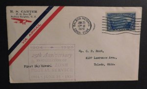 1929 Airmail Cover 25th Anniversary Canal Zone Post Balboa Heights to Toledo OH