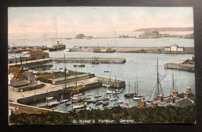 1943 Occupied Jersey England Channel Island Postcard Cover FDC Heliers Harbour B