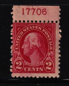 1923 Washington 2c carmine Sc 554 MNH top plate number single CV $15 (T02