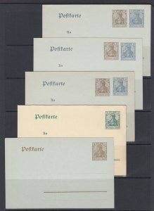 Germany Mi P70x/P77 unused. 1906-08 Postal Cards, 5 different, F-VF