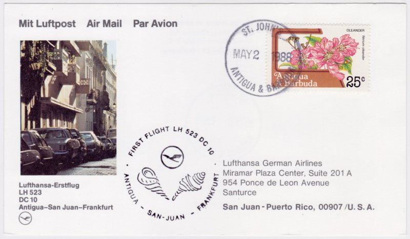 Antigua -Puerto Rico,1988, Lufthansa First Flight, Antigua to San Juan with DC10