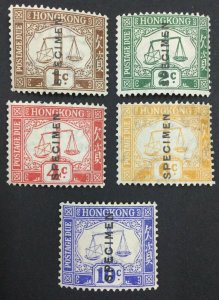 MOMEN: HONG KONG SG #D1s-D5s SPECIMEN 1923-56 MINT OG LH £425 LOT #64826