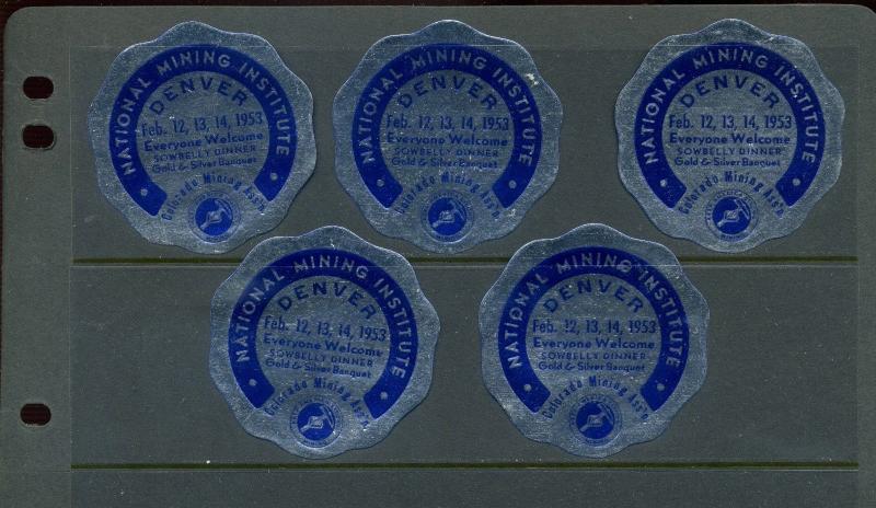 5 VINTAGE 1953 NATIONAL MINING INSTITUTE POSTER STAMPS COLORADO MINING ASSN L994