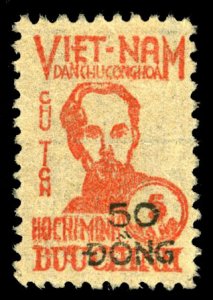 Vietnam - North #50 Cat$40, 1956 50d on 5d, without gum as issued