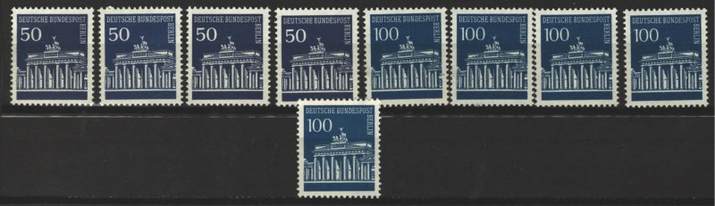 COLLECTION LOT # 3440 GERMANY BERLIN #9N254-5 9 MNH STAMPS 1966+ CV+$23