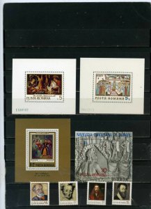 ROMANIA 1970-1977 ART/PAINTINGS SET OF 4 STAMPS & 4 S/S MNH