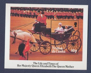 TRISTAN DA CUNHA - Scott 376  - MNH  S/S - Queen Mother 1985