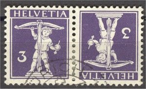 SWITZERLAND, TETE-BECHE STAMP 3 Rp Tell Boy, VFU