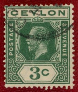 CEYLON Sc 202 USED - 1912 3c King George V - Die 1a, Type II