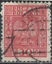 Poland 273 (used) 30g Polish eagle, deep rose (1932)
