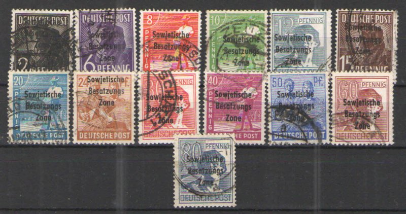 Germany - SBZ 1948 lot Used G/VG - Early SBZ overprint issues