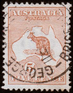 Australia Scott 7, Orange Brown (1913) Used F-VF, CV $50.00 M