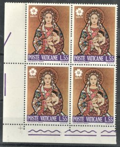 VATICAN CITY #481 - MINT NH BLOCK OF 4 - 1970 - VAT024