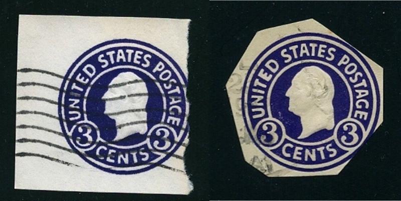 ENVELOPE CUT SQUARE LOT (2) #U436e U.S. 3c Washington USED 1932