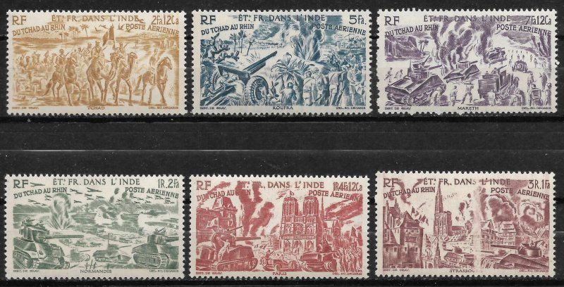 Doyle's_Stamps: French India 1946 Chad to the Rhine Set C8** to C13**