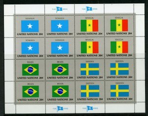 UNITED NATIONS SCOTT# 411-4 FLAGS SOMALIA SENEGAL BRAZIL SWEDEN SHEET AS SHOWN 