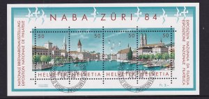 Switzerland   #749  cancelled  1984  sheet  panoramic view of Zurich