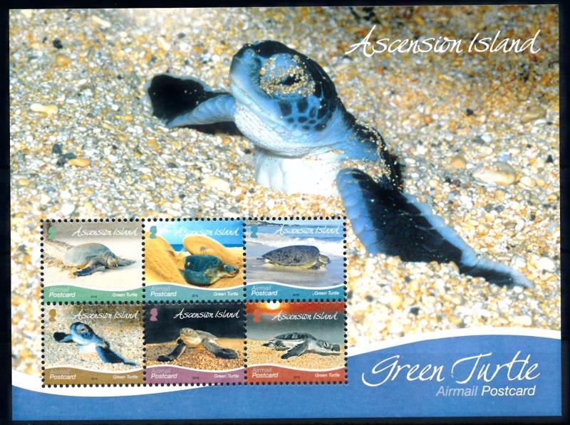 [66837] Ascension 2015 Marine Life Green Turtle Sheet MNH