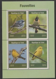 CHAD - 2019 - Warblers - Perf 4v Sheet - Mint Never Hinged - Private Issue