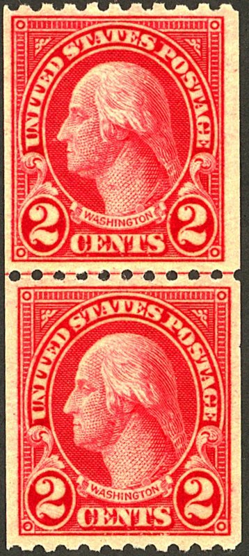 U.S. #606 MINT LINE PAIR OG NH CREASE